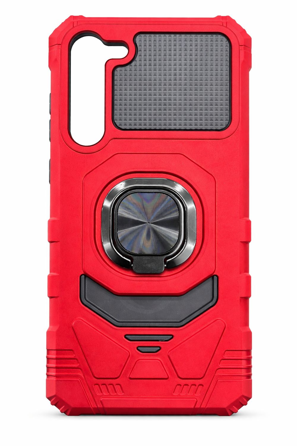 For Samsung S23 Plus Robotic Hybrid with Magnetic Ring Stand Case Cover - Red