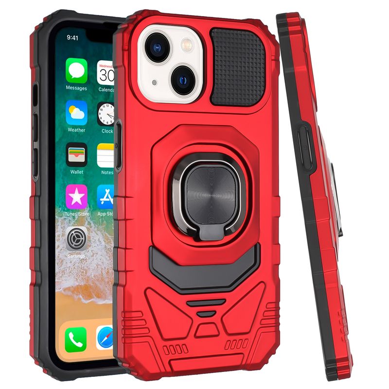 Robotic Hybrid with Magnetic Ring Stand Case Cover For Samsung s21 Ultra, s30 Ultra- Red
