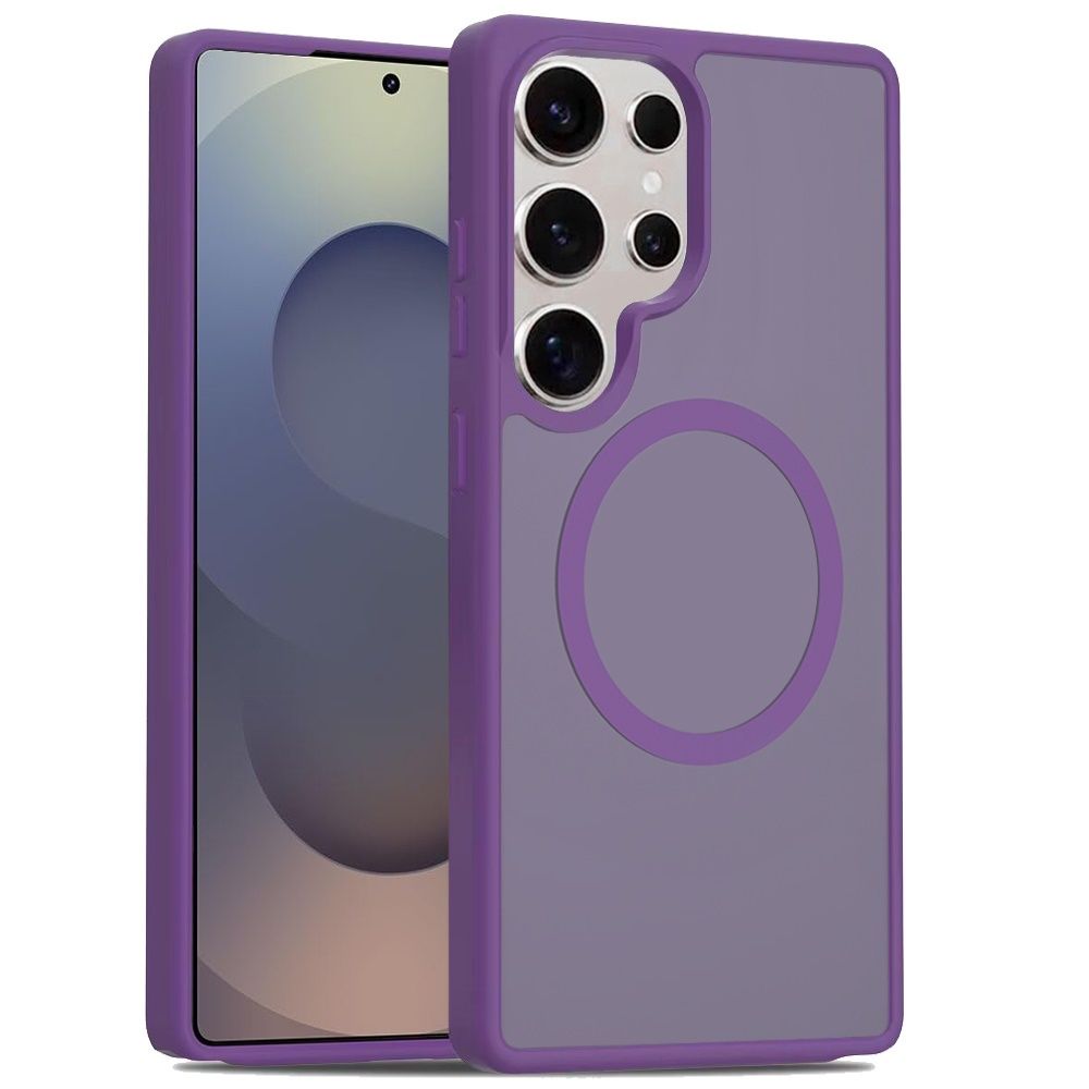 [Magnetic Circle] Smooth Safe Matte Feel Hybrid Case For Samsung s25 Ultra- Dark Purple