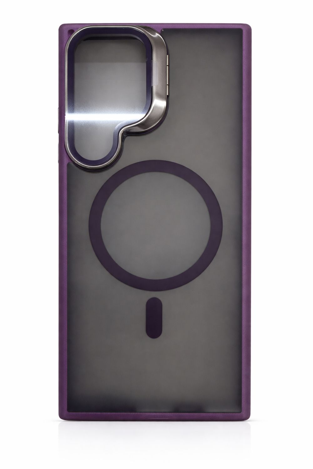For Samsung S23 Ultra Frame Aluminium Camera Stand Metallic Buttons [Magnetic Circle] Tough HQ Hybrid Case - Purple