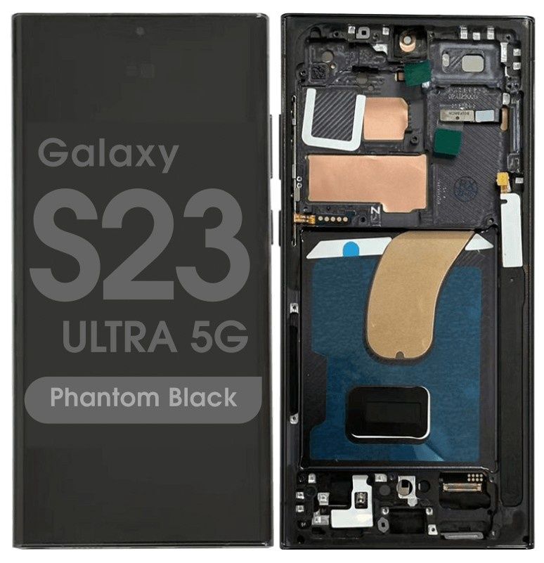 Soft OLED Screen and Digitizer Assembly w/ Frame for Samsung Galaxy S23 Ultra 5G (S918) (Phantom Black)