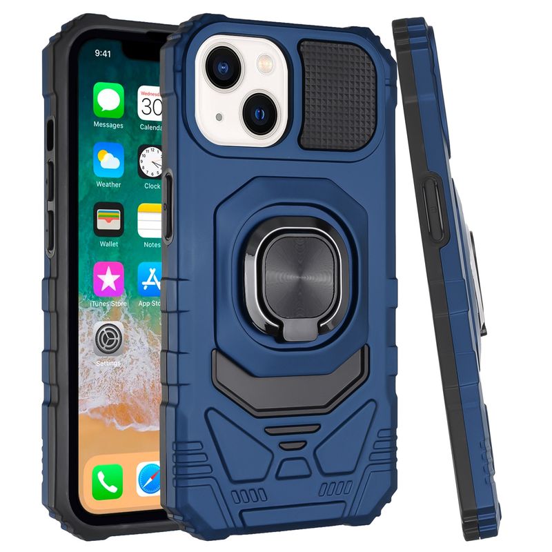 Robotic Hybrid with Magnetic Ring Stand Case Cover For Samsung s21 Ultra - Dark Blue