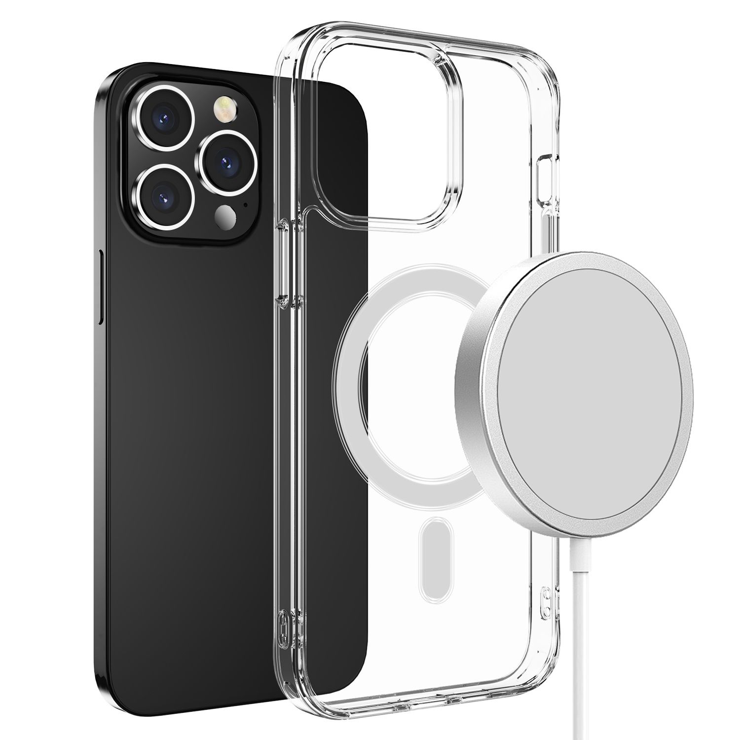 For iPhone SE 3 (2022) SE/8/7 Thick Transparent [Magnetic Circle] Shockproof Hybrid - Clear