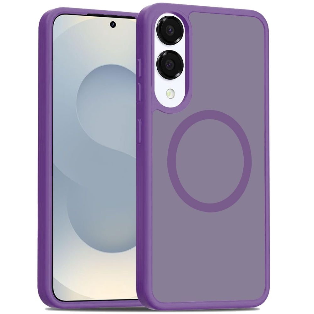 [Magnetic Circle] Smooth Safe Matte Feel Hybrid Case For Samsung Galaxy s25 Edge- Dark Purple