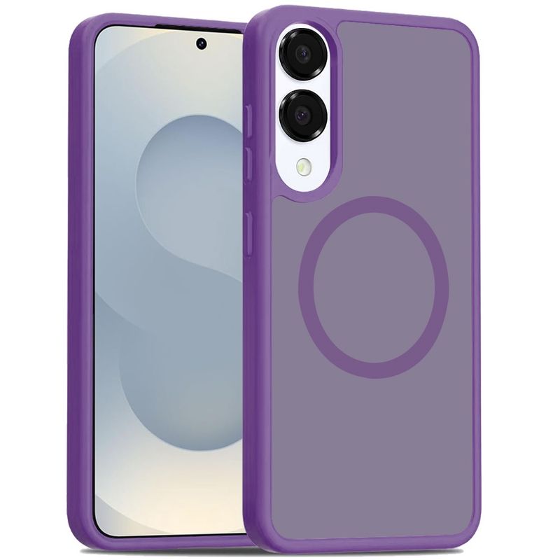 [Magnetic Circle] Smooth Safe Matte Feel Hybrid Case For Samsung Galaxy s25 Edge- Dark Purple