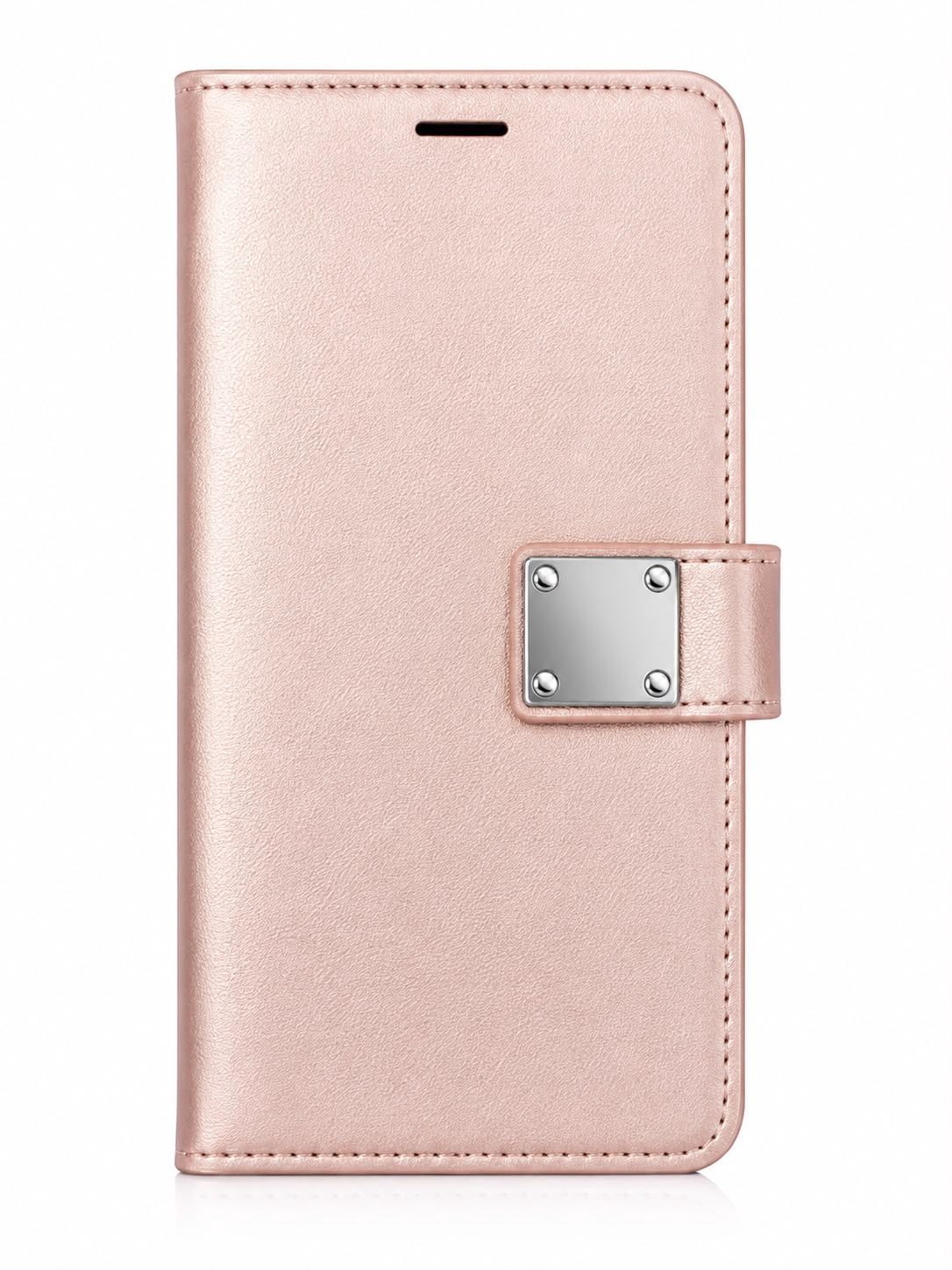 Wallet ID Card Holder Case Cover For iPhone 15/14 Plus- Rose Gold