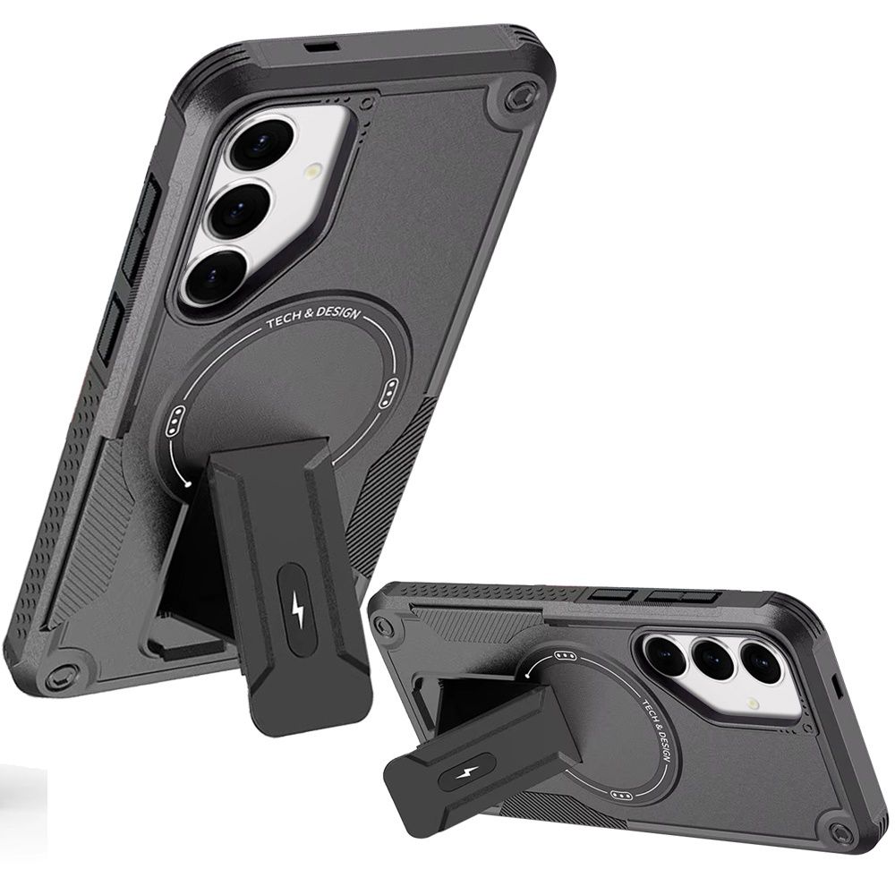 Sturdy Bracket Kickstand Magnetic Hybrid For Samsung s25 FE - Black