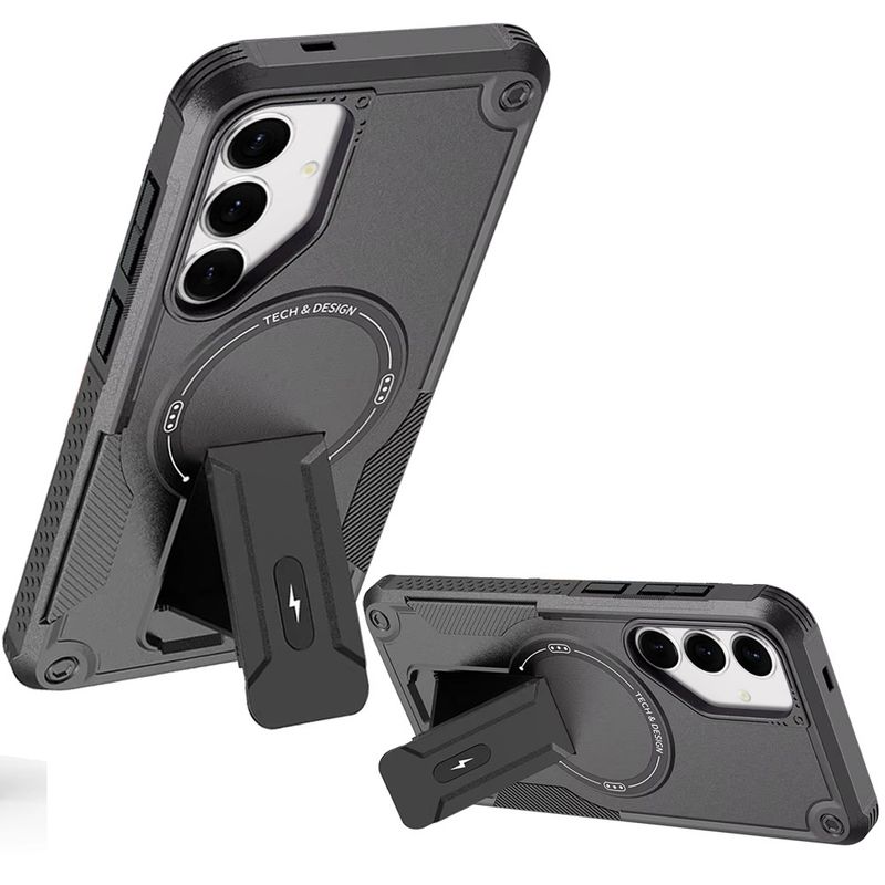 Sturdy Bracket Kickstand Magnetic Hybrid For Samsung s25 FE - Black