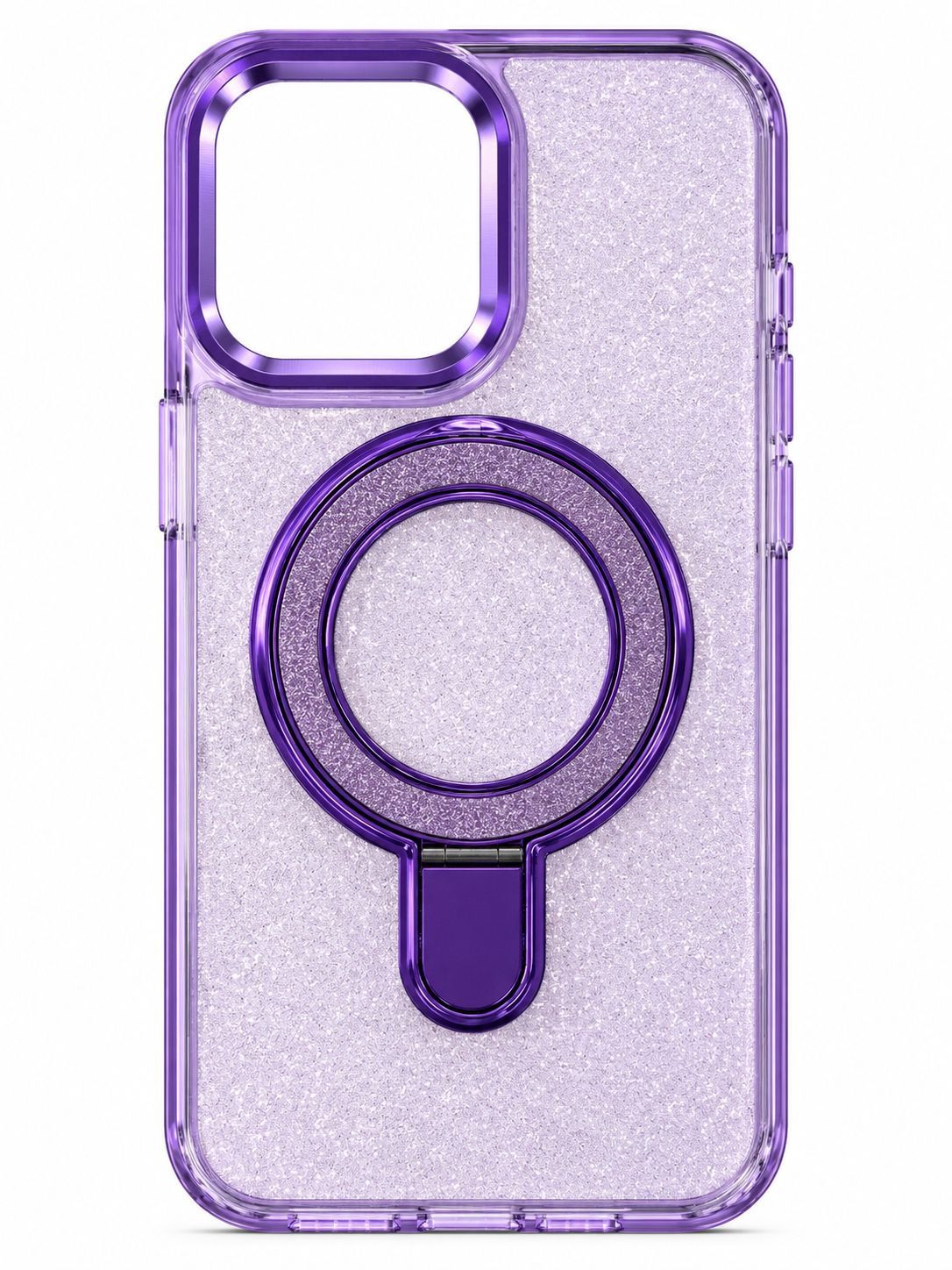 Transparent Glitter Rotational Magnetic Ring Stand HQ Hybrid for Iphone 14 Pro Max - Light Purple