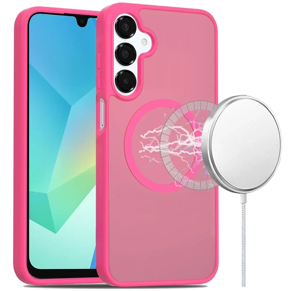 [Magnetic Circle] Smooth Safe Matte Feel Hybrid Case For Samsung A16 5G- Hot Pink