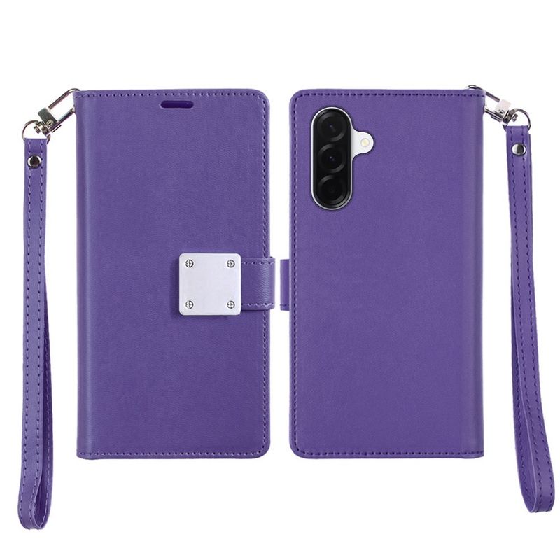 Wallet ID Card Holder Case Cover A36 5G - Dark Purple