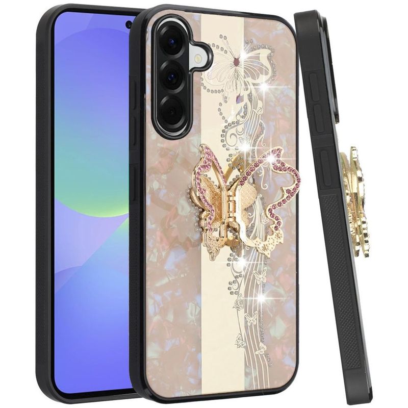 SPLENDID Diamond Glitter Ornaments Engraving Case Cover For Samsung Galaxy s25 Edge- Enchanted Butterfly Gold