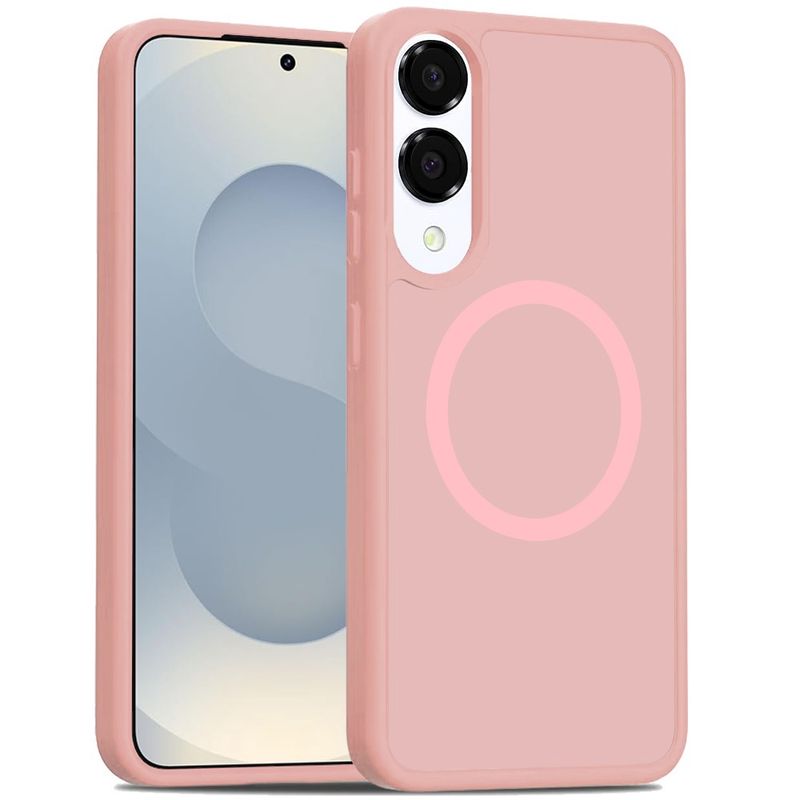 [Magnetic Circle] Smooth Safe Matte Feel Hybrid Case For Samsung Galaxy s25 Edge- Light Pink