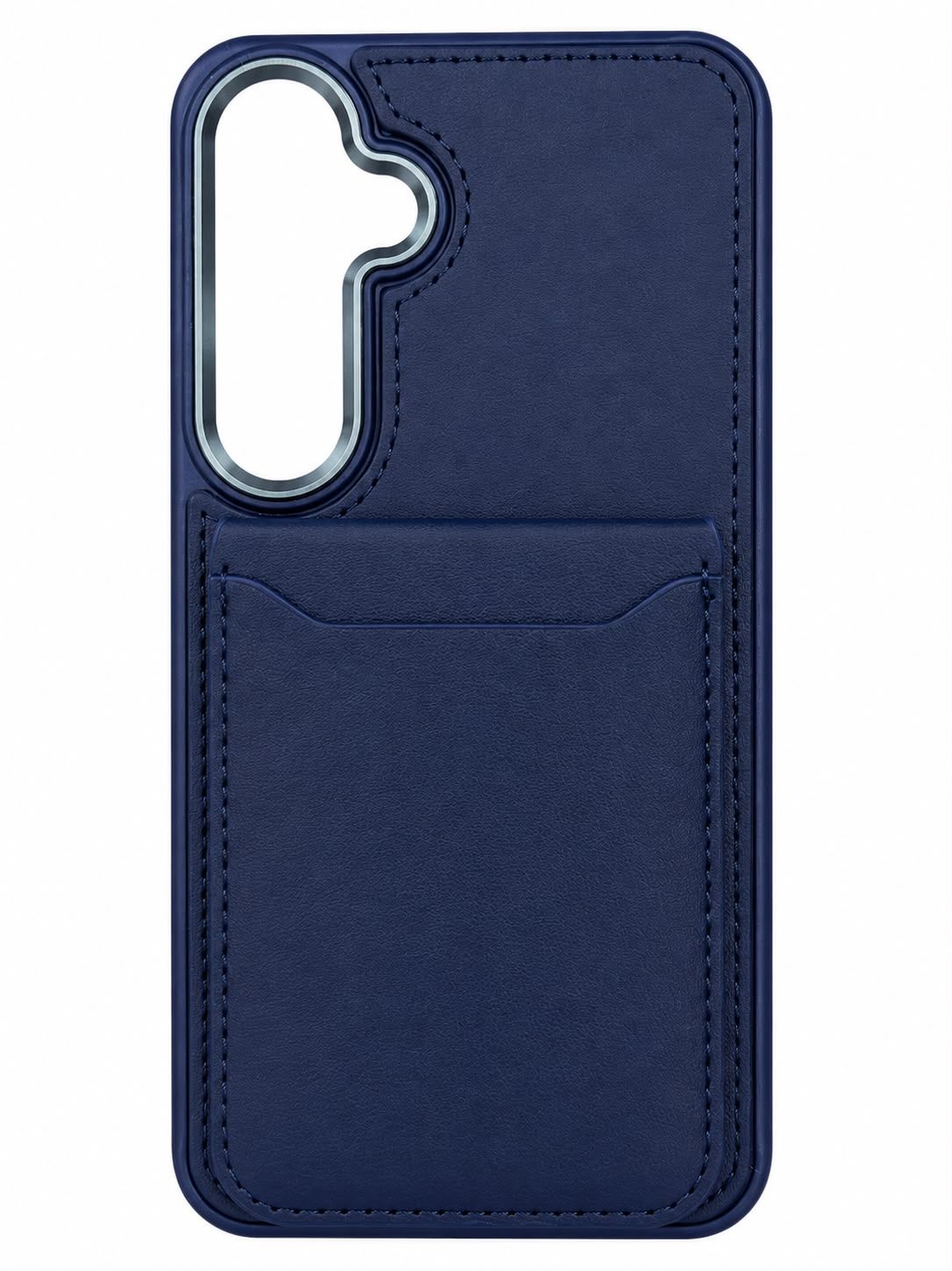 For Samsung s25 Plus/s24 Plus Card Holder with Mirror Inside PU Leather Hybrid Case - Dark Blue