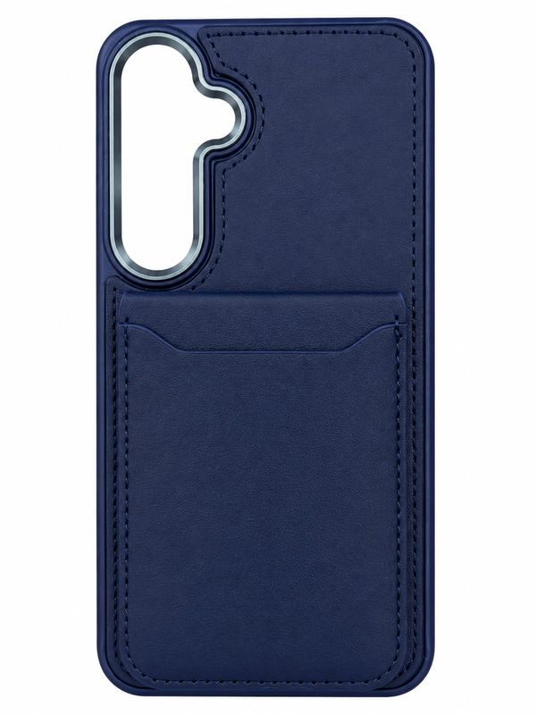 For Samsung s25 Plus/s24 Plus Card Holder with Mirror Inside PU Leather Hybrid Case - Dark Blue