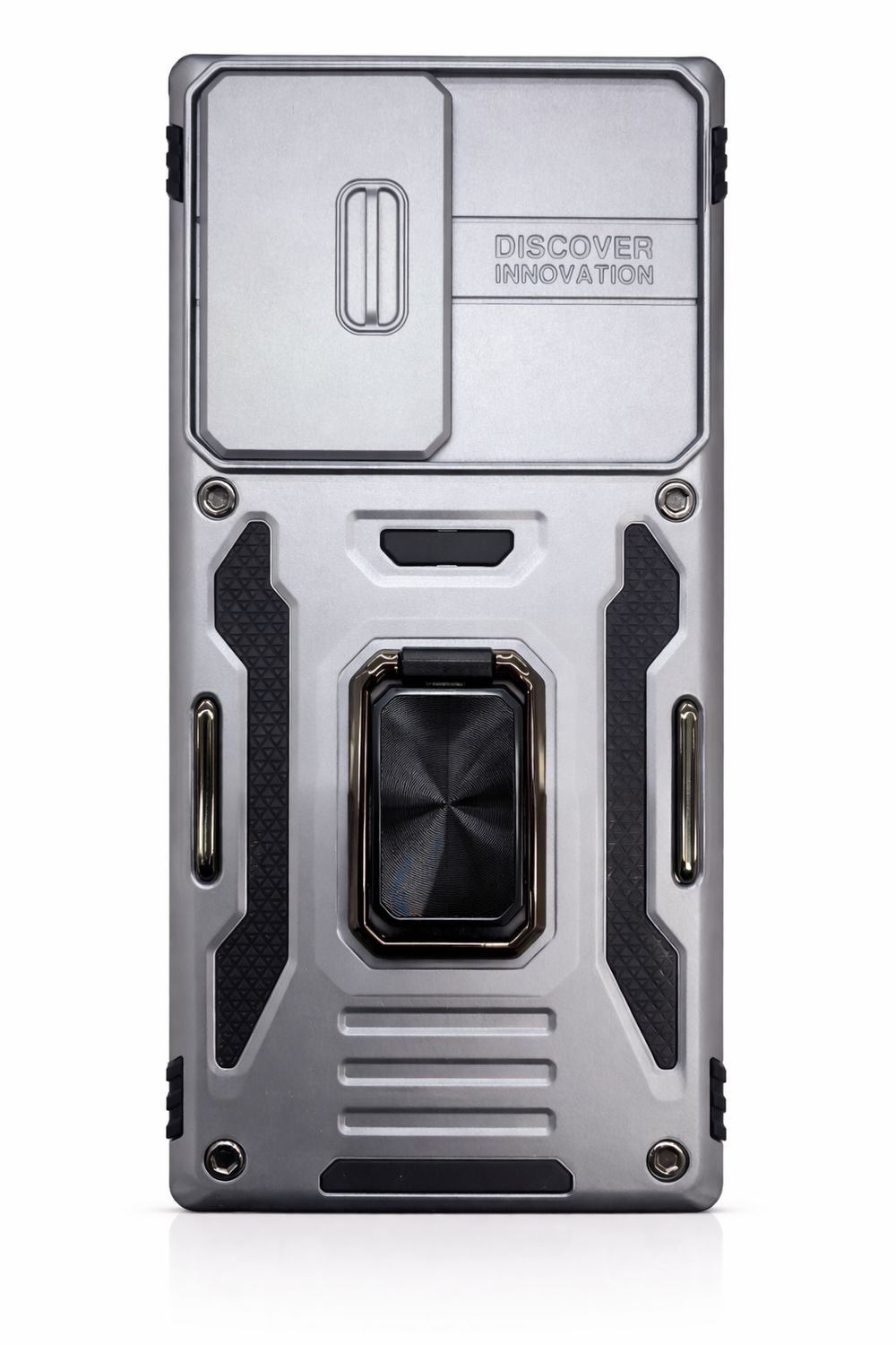 For Samsung S23 Ultra Utter Tough Metal Ring Movable Camera Window Hybrid Case Cover - Gray