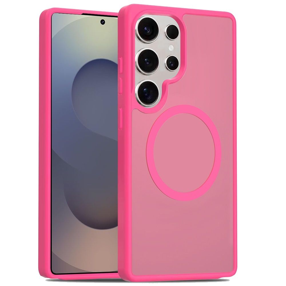 [Magnetic Circle] Smooth Safe Matte Feel Hybrid Case For Samsung s25 Ultra- Hot Pink
