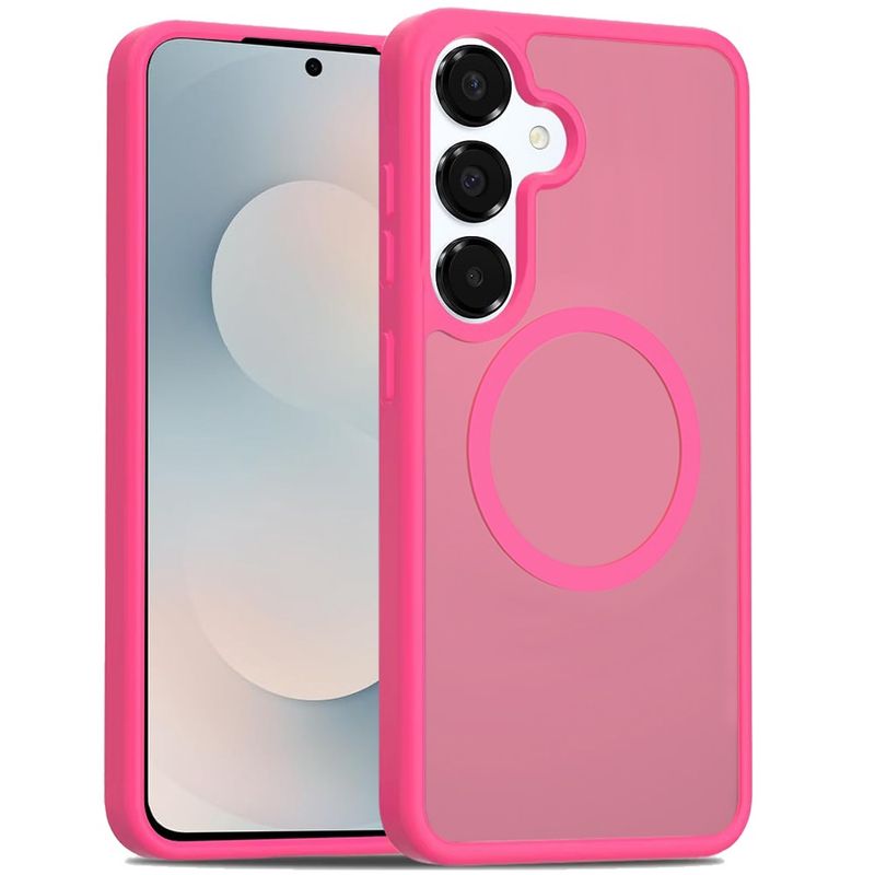 [Magnetic Circle] Smooth Safe Matte Feel Hybrid Case for Samsung s25 FE- Hot Pink