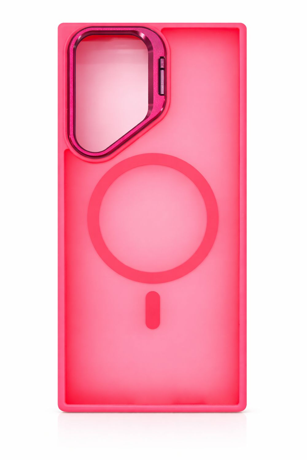 For Samsung S23 Ultra Fearless Tough HQ Metallic Hybrid with Camera Ring Stand [Magnetic Circle] Case - Hot Pink