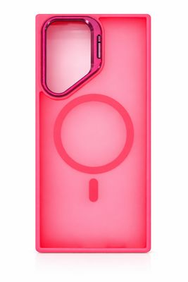 For Samsung S23 Ultra Fearless Tough HQ Metallic Hybrid with Camera Ring Stand [Magnetic Circle] Case - Hot Pink