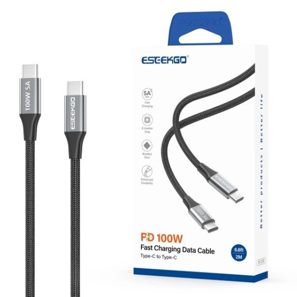 ESEEKGO ES-C200 Type-C To Type-C 100W Fast Charging Cable 2M