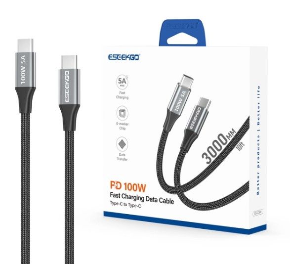 ESEEKGO ES-C300 Type-C To Type-C 100W Fast Charging Cable 3M