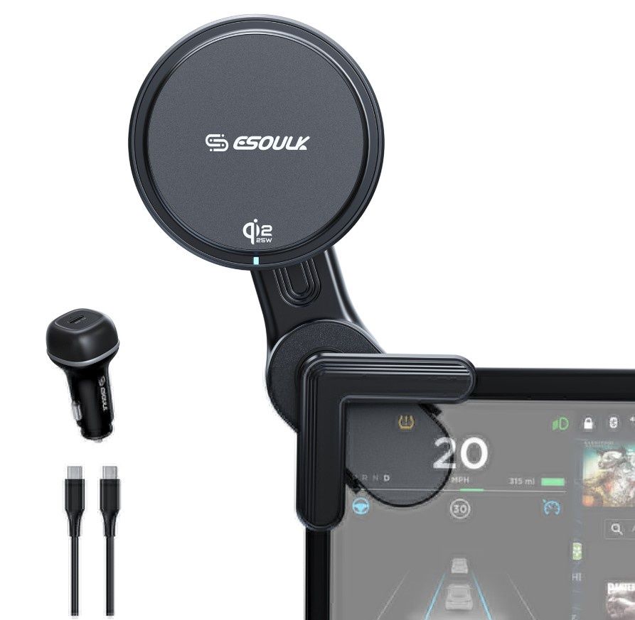 EK6013-BK-03:Esoulk Cooling Magnetic Wireless Car Screen Phone Holder / Charger 25W