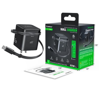 EK2013BK:Esoulk Wall Charger Retractable Type C