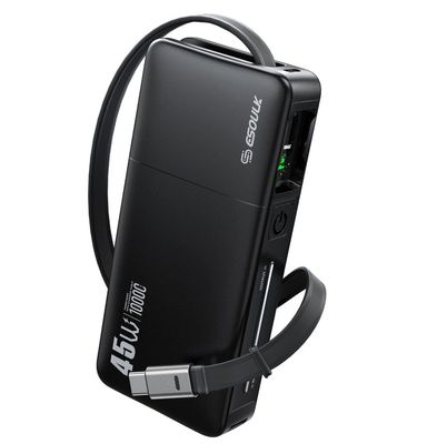 10000mAh PD 45W Built-in Retractable Cable Power Bank