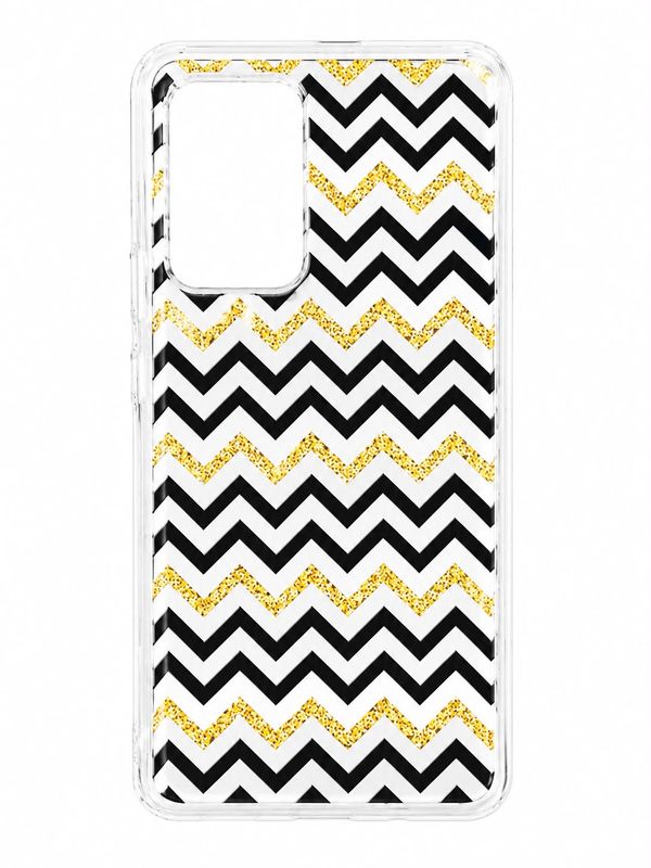 Design Transparent Bumper Hybrid Case Cover Samsung A52 5g- Black Gold ZigZag