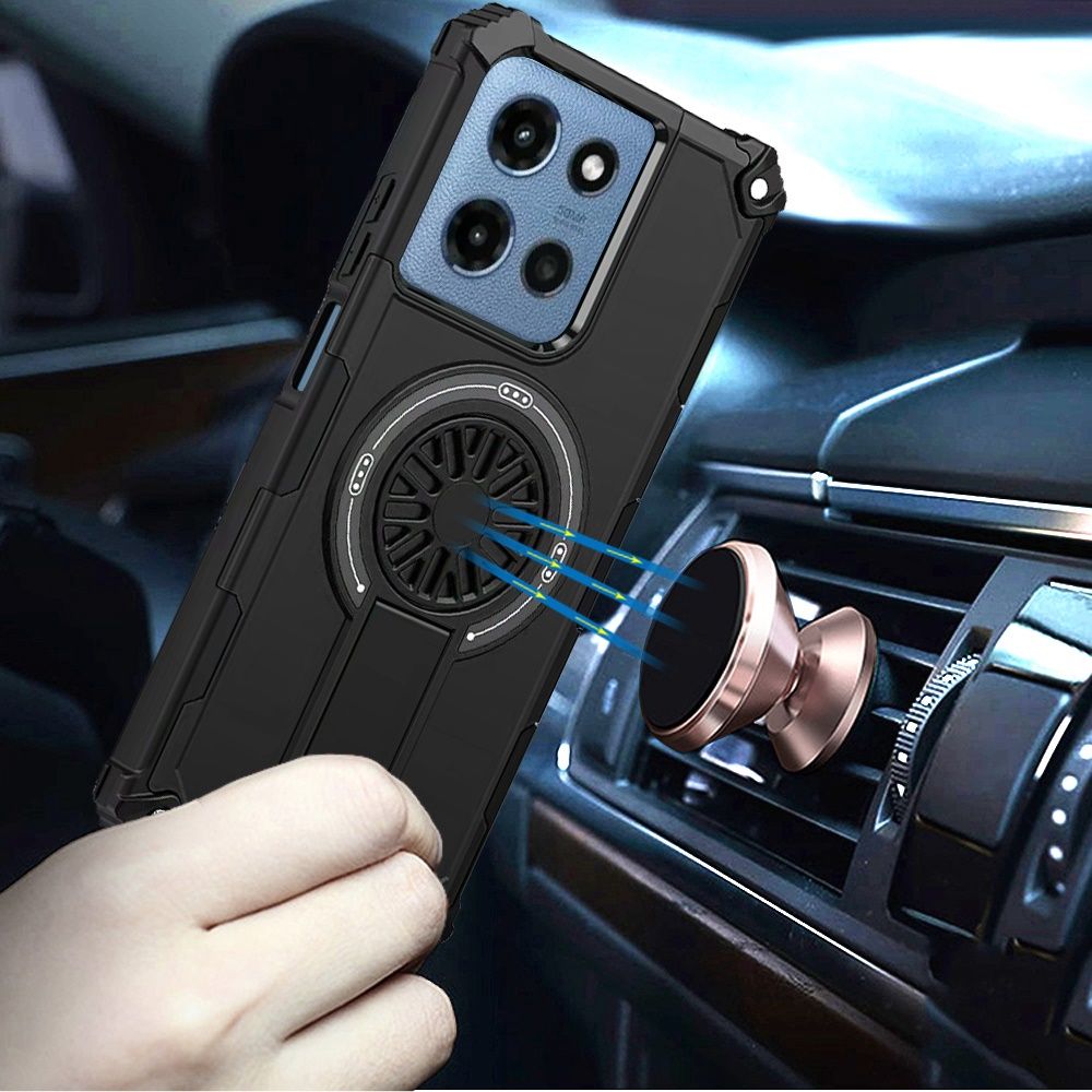 CD Texture Design Magnetic Car Mount Friendly HQ Hybrid Case for Moto G 5G 2025/2026 - G Play 2026 -Black