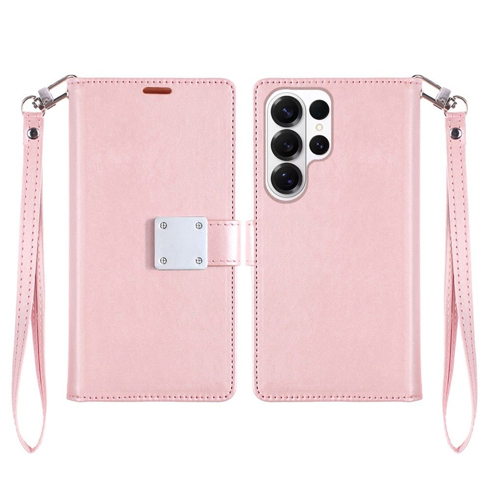 Wallet ID Card Holder Case Cover for Samsung s26 Ultra - Rose Gold