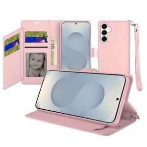 Wallet ID Card Holder Case Cover for Samsung s26 Plus - Rose Gold