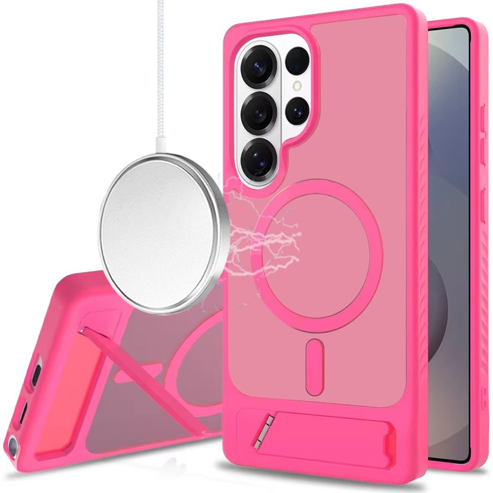 Ultra Matte Magnetic Hybrid with Metal Kickstand Case For Samsung s26- Hot Pink