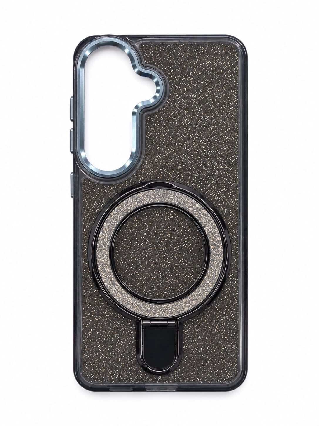 Transparent Glitter Rotaional Magnetic Ring Stand HQ Hybrid For Samsung s26- Black