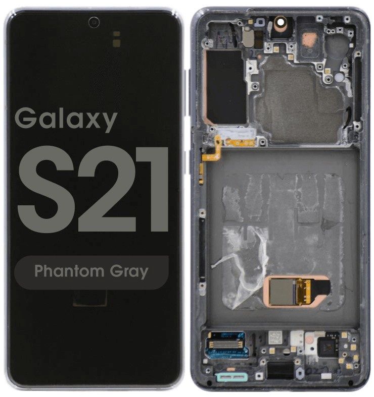 Aftermarket - Soft OLED Screen and Digitizer Assembly w/ Frame for Samsung Galaxy S21 (Must Transfer Antenna for Verizon) (G991) (Phantom Gray)