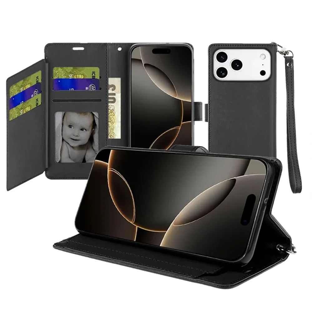 Wallet ID Card Holder Case Cover IPHONE 17 PRO MAX - Black