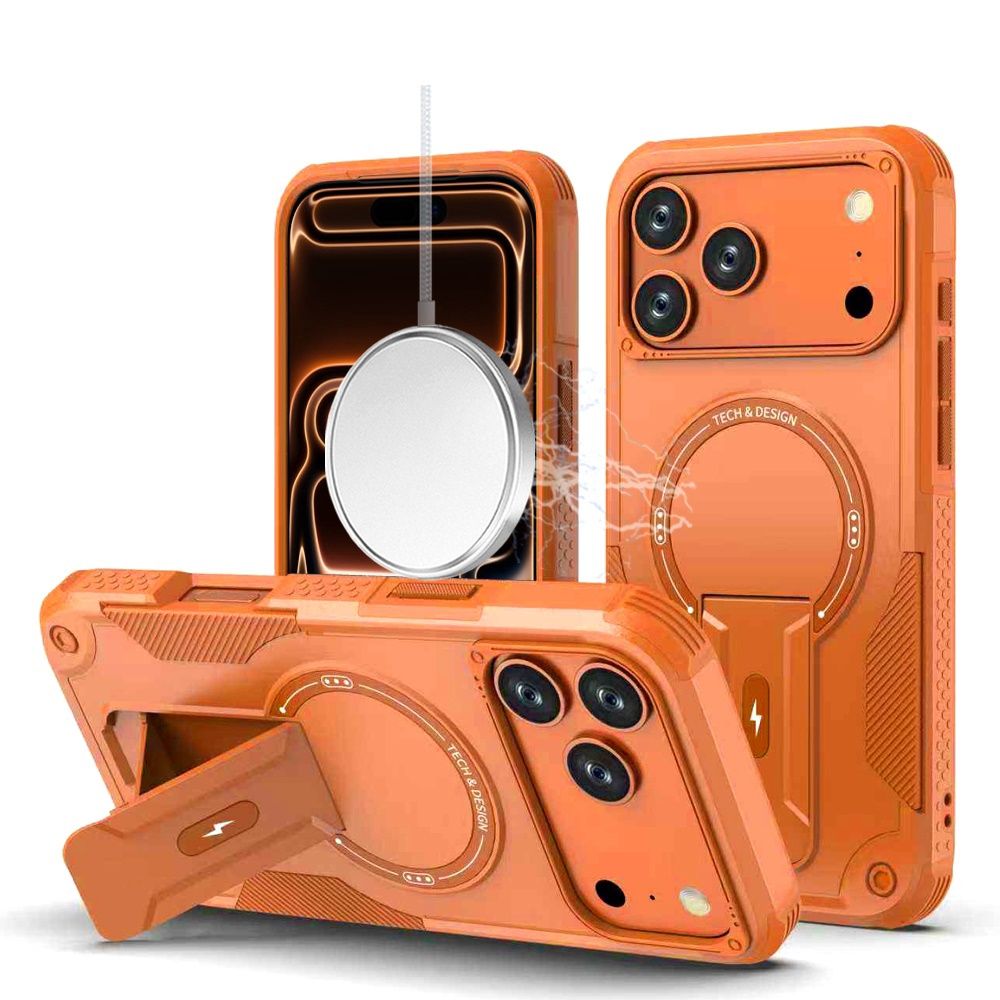For iPhone 17 Pro Max Sturdy Bracket Kickstand Magnetic Hybrid - Cosmic Orange