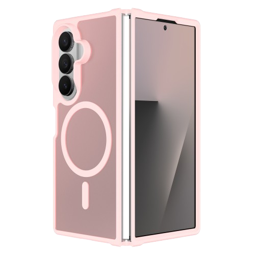 For Samsung Z Fold 7 [Magnetic Circle] Smooth Safe Matte Feel Hybrid Case - Light Pink
