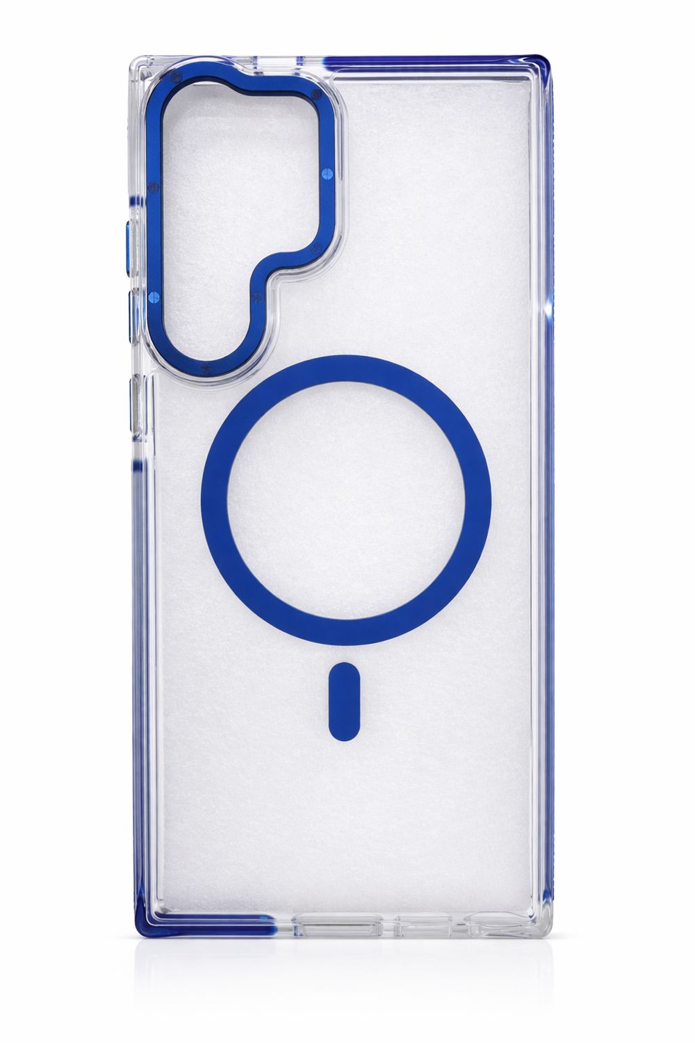 For Samsung S23 Ultra Matching Color Frame Strong Magnetic Ring Circle Transparent HQ Thick Hybrid - Blue