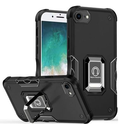 For iPhone 17E / 16E / SE4 OPTIMUM Magnetic Ring Stand Hybrid Case Cover - Black
