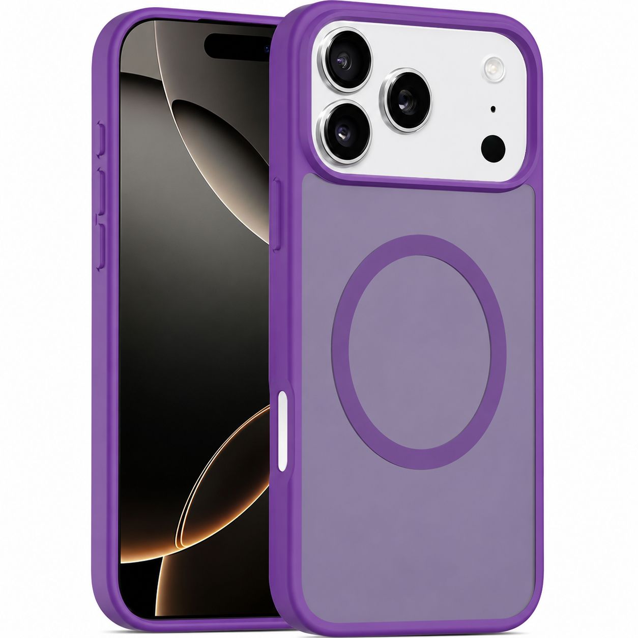 Magnetic Circle Smooth Safe Matte Feel Hybrid Case for iPhone 17 Pro Max - Dark Purple