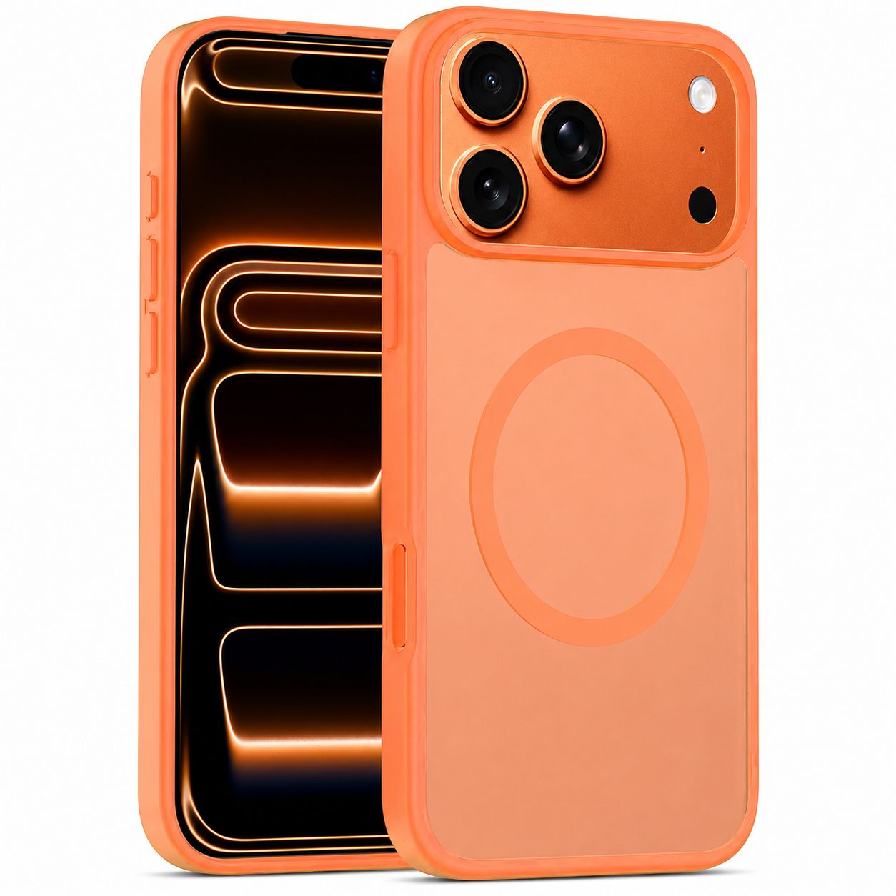 Magnetic Circle Smooth Safe Matte Feel Hybrid Case for iPhone 17 Pro Max  - Cosmic Orange