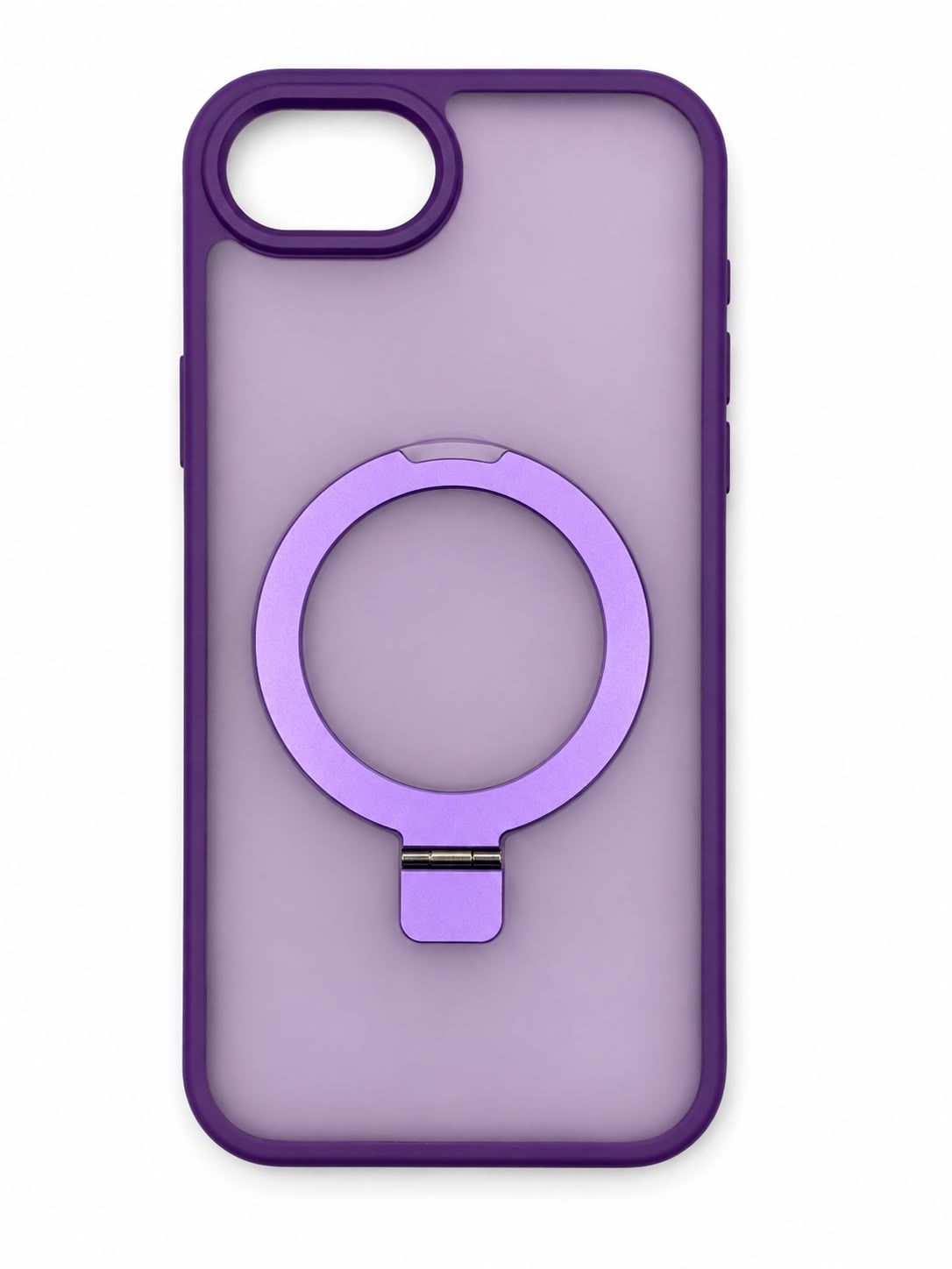 Magnetic Matching Ring Stand Full Rotation Matte Hybrid for iPhone 17E / 16E / SE4- Dark Purple