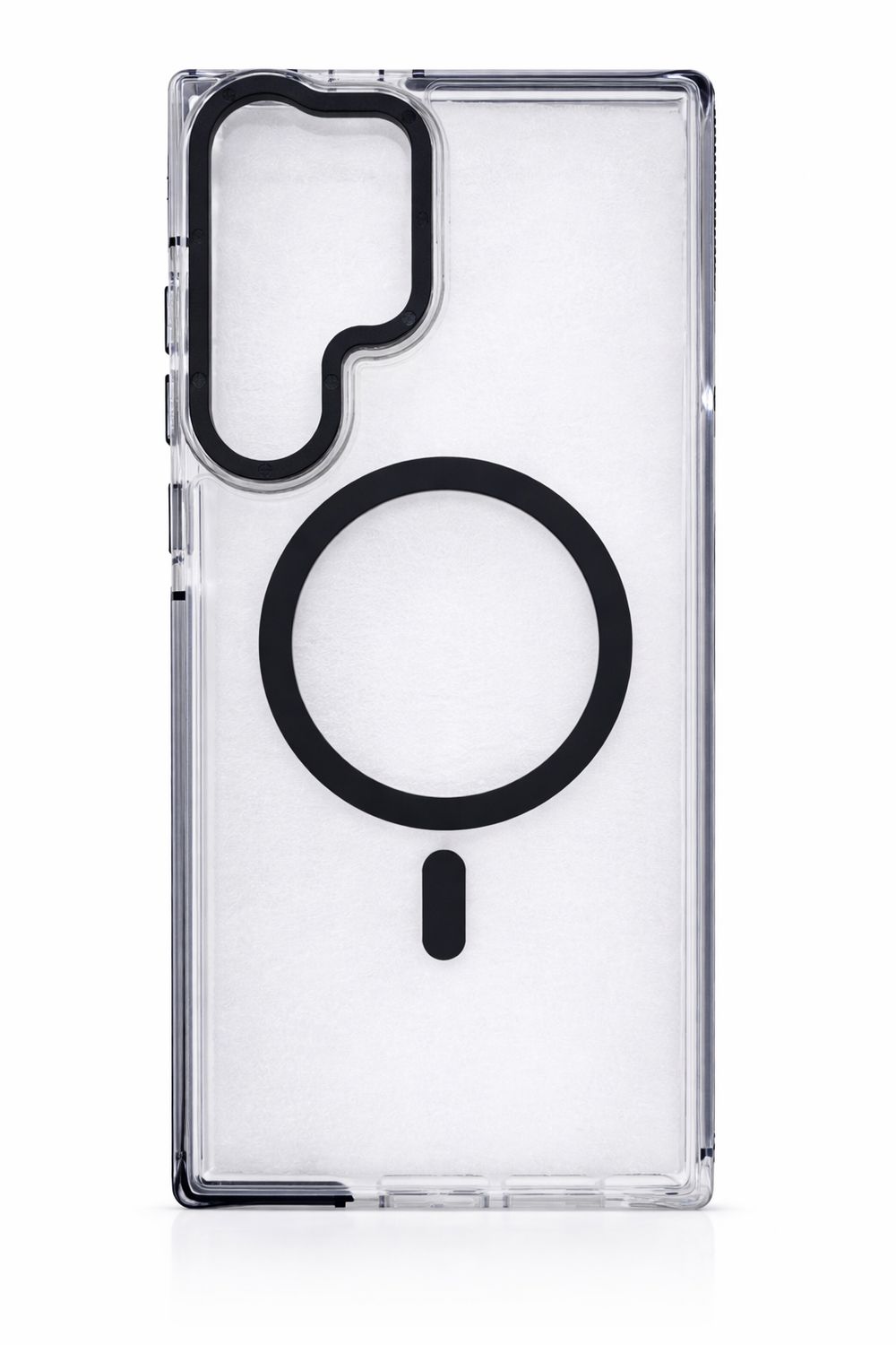 For Samsung S23 Ultra Matching Color Frame Strong Magnetic Ring Circle Transparent HQ Thick Hybrid - Black