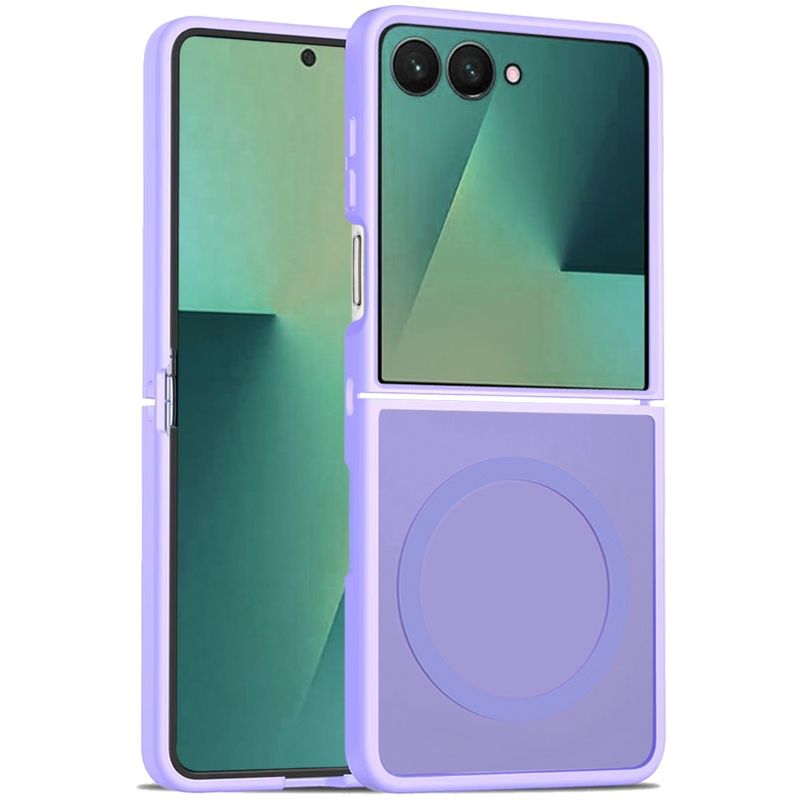 For Samsung Z Flip 7 [Magnetic Circle] Smooth Safe Matte Feel Hybrid Case - Light Purple