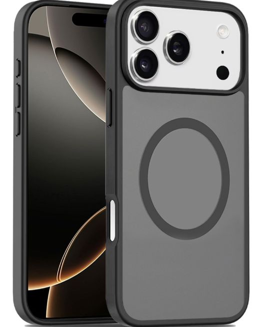 Magnetic Circle Smooth Safe Matte Feel Hybrid Case for Iphone 17 Pro Max - Black