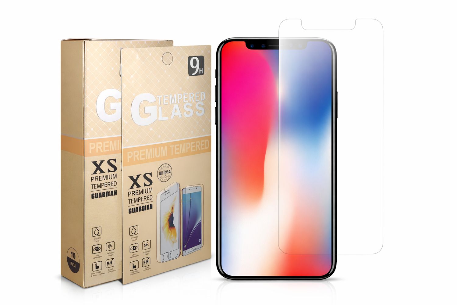 Screen Protector with Gold Box Iphone 12/14/13 Pro 10 in 1 box