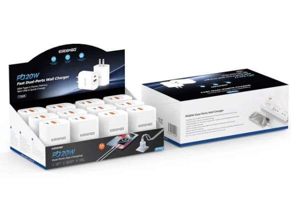 ESEEKGO T-32US 20W USB-A+USB-C Travel Adapter Set 12pcs