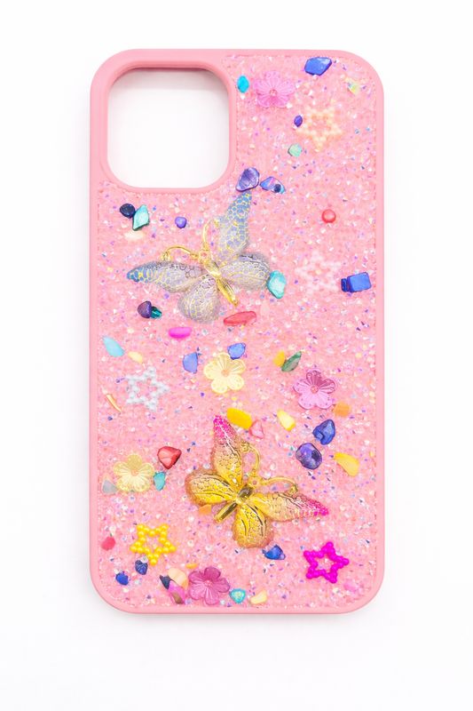 Rain Flower Stone Butterfly Case Iphone 12/12 Pro (Pink)